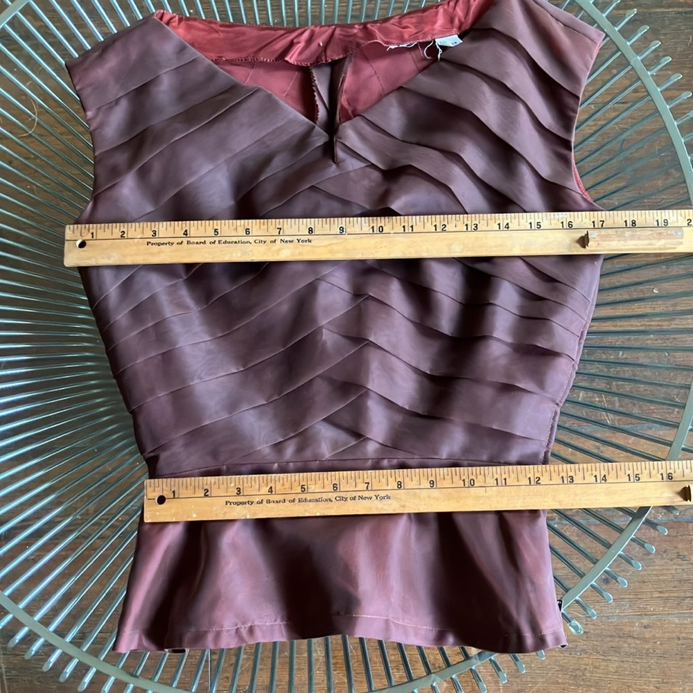 Vintage 50s diagonally tiered brown organza top size XS - Picture 11 of 16